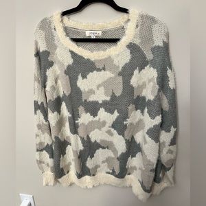 Grey & Tan Patterned Sweater